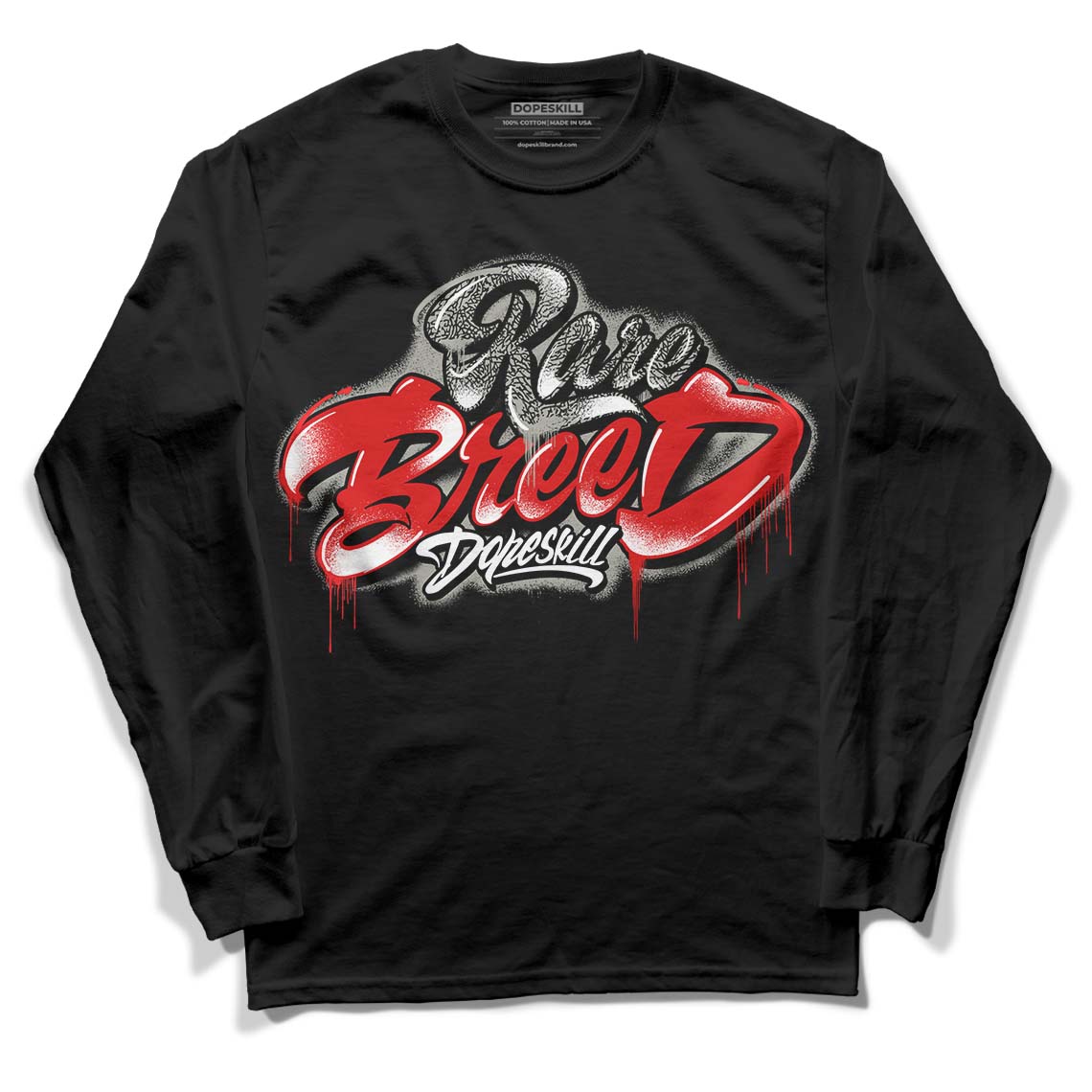 Fire Red 3s DopeSkill Long Sleeve T-Shirt Rare Breed Type Graphic