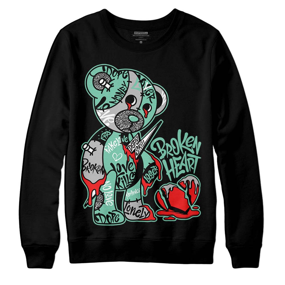 Green Glow 3s DopeSkill Sweatshirt Broken Heart Graphic