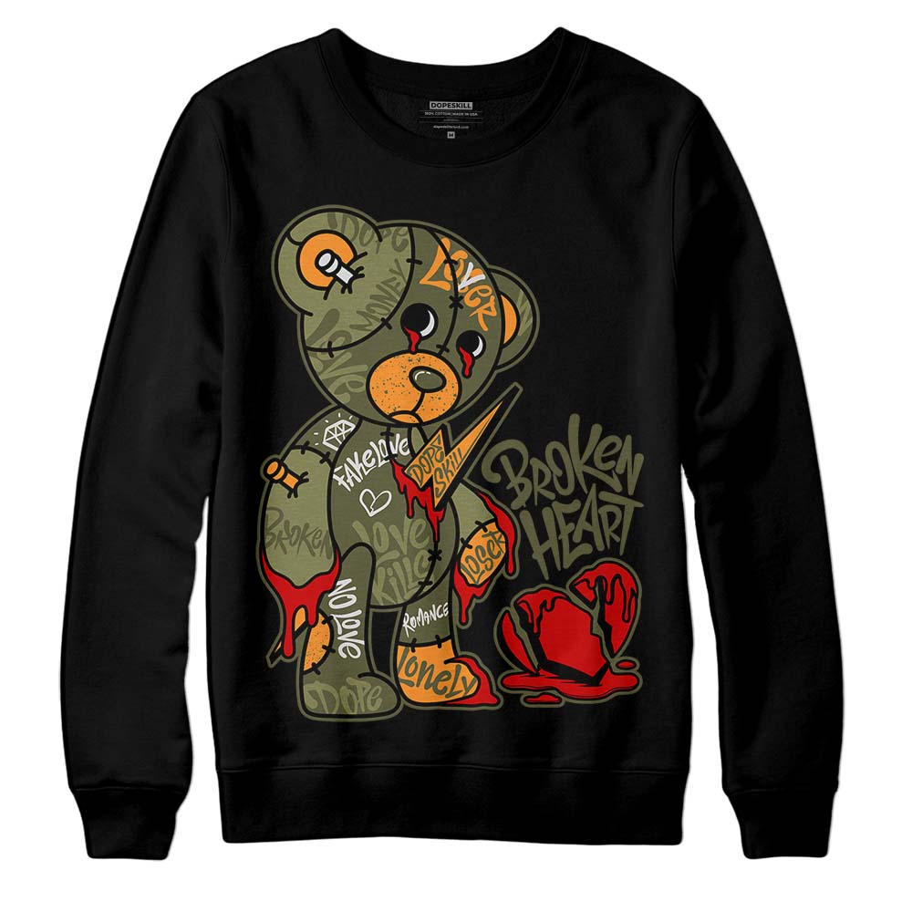 Olive 5s DopeSkill Sweatshirt Broken Heart Graphic