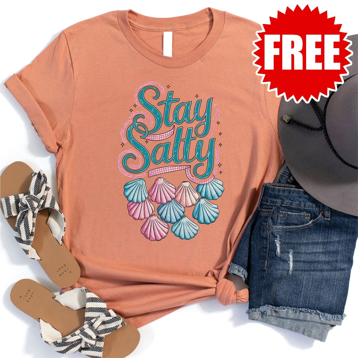 Stay Salty Tee - Heather Terracotta - 0 Style001