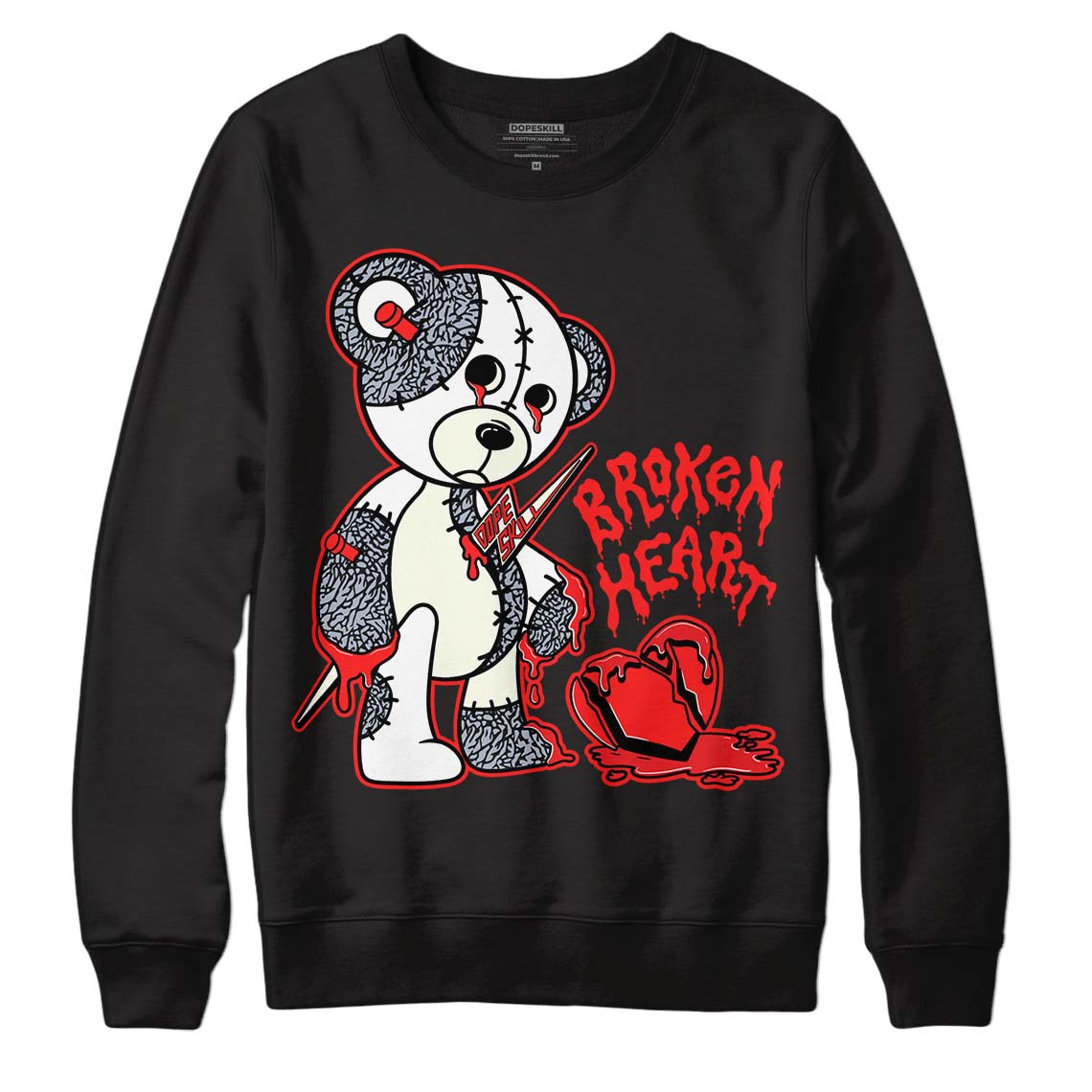 White Cement Reimagined 3s DopeSkill Sweatshirt Broken Heart Graphic