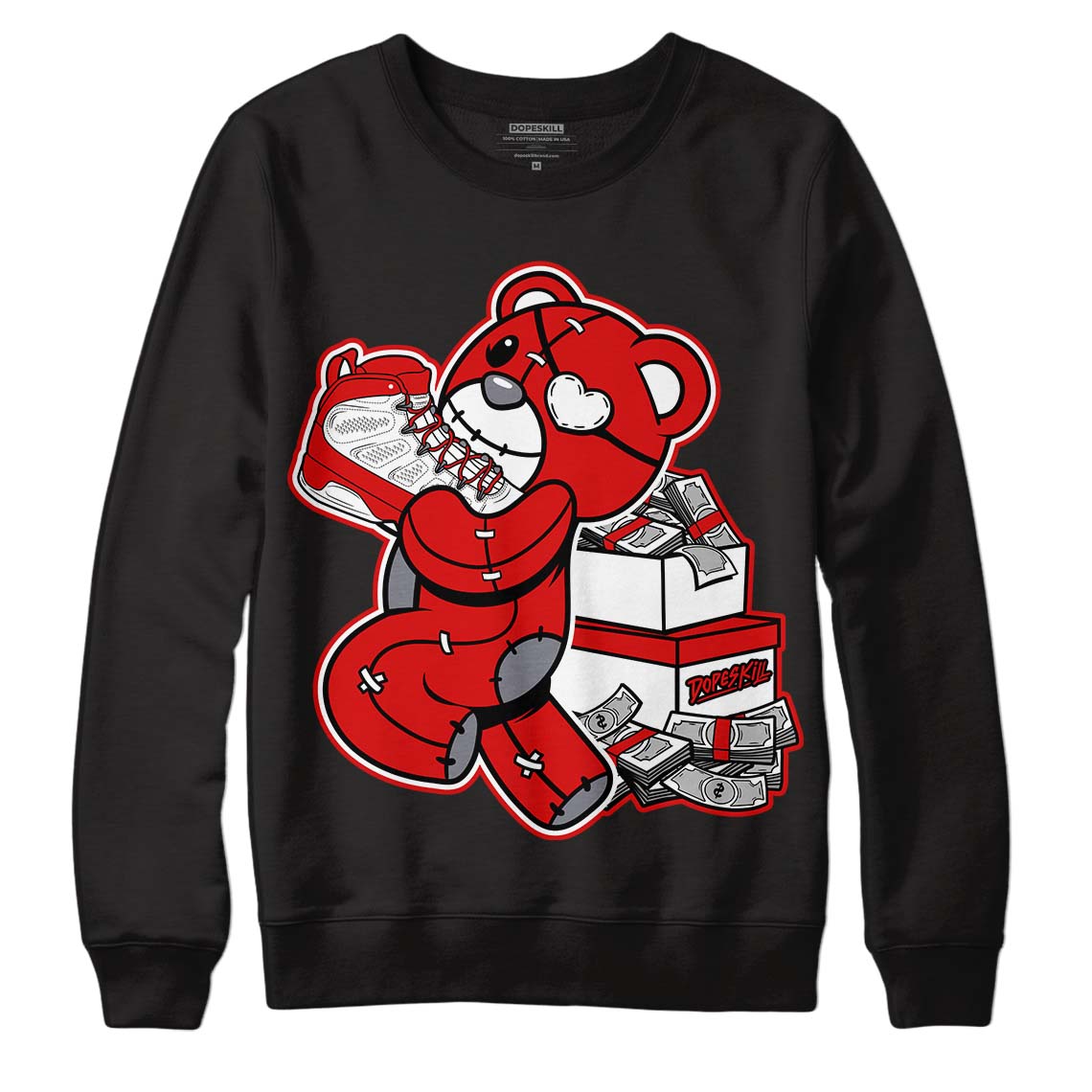 Gym Red 9s DopeSkill Sweatshirt Bear Steals Sneaker Graphic