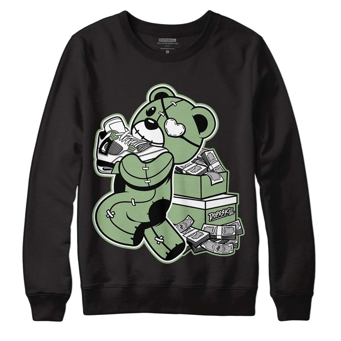 Seafoam 4s DopeSkill Sweatshirt Bear Steals Sneaker Graphic