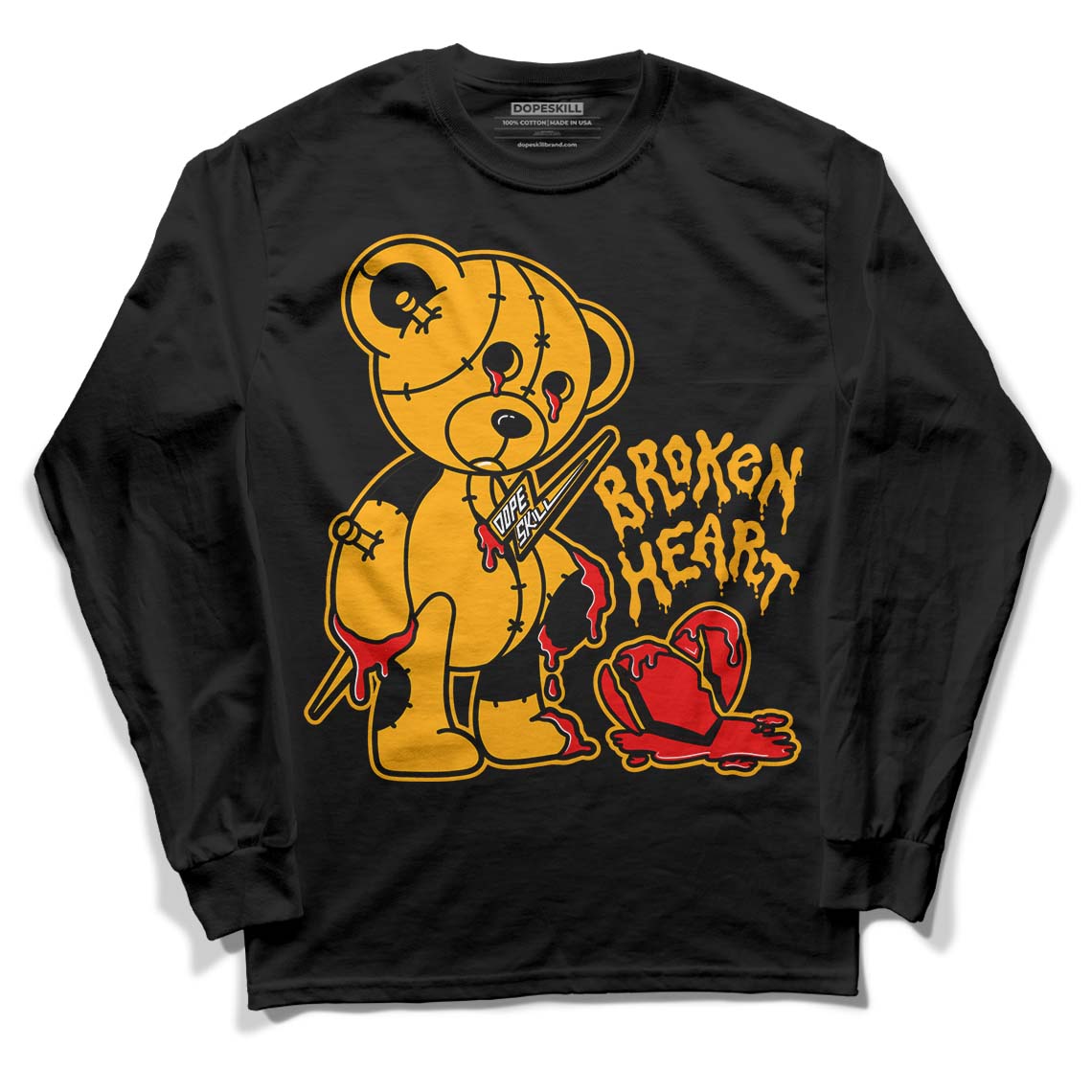 Black Taxi 12s DopeSkill Long Sleeve T-Shirt Broken Heart Graphic