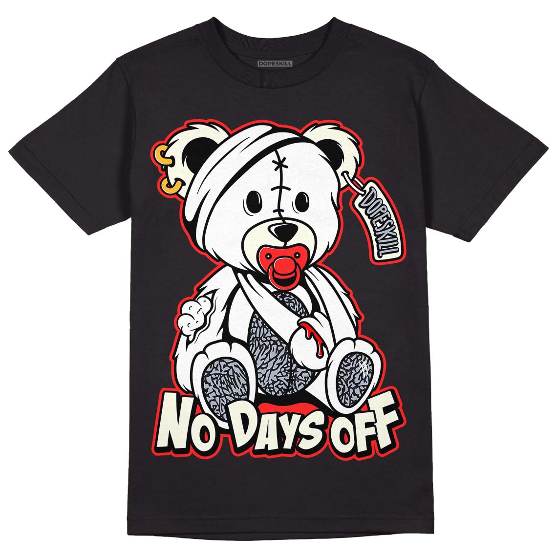 White Cement Reimagined 3s DopeSkill T-Shirt Hurt Bear Graphic
