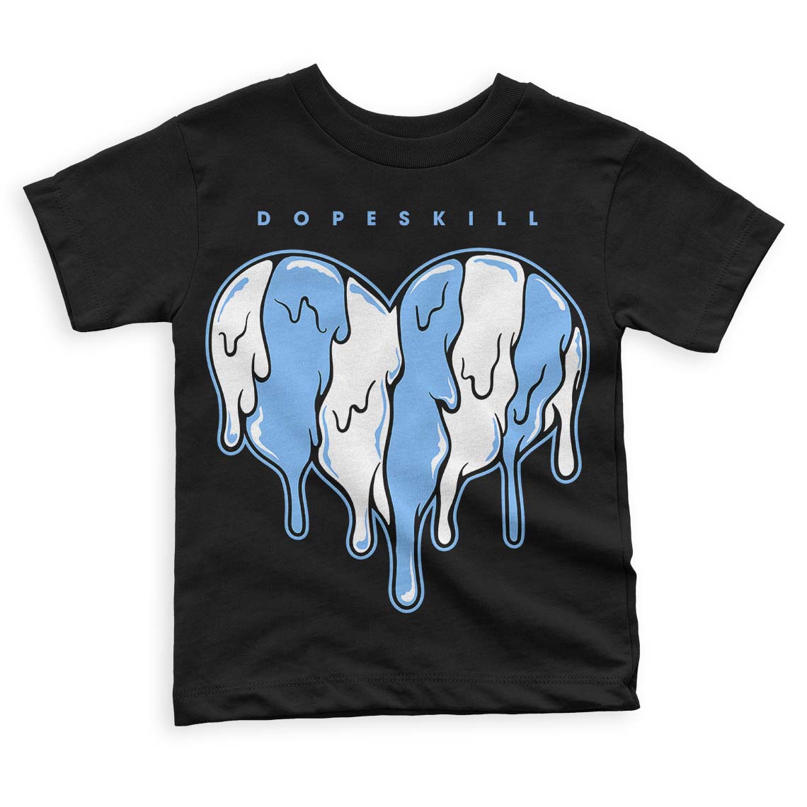 Powder Blue 9s DopeSkill Toddler Kids T-shirt Slime Drip Heart Graphic
