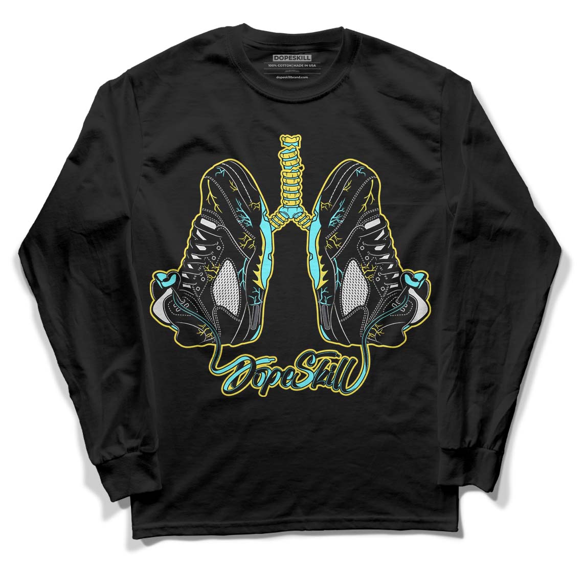 Aqua 5s DopeSkill Long Sleeve T-Shirt Breathe Graphic