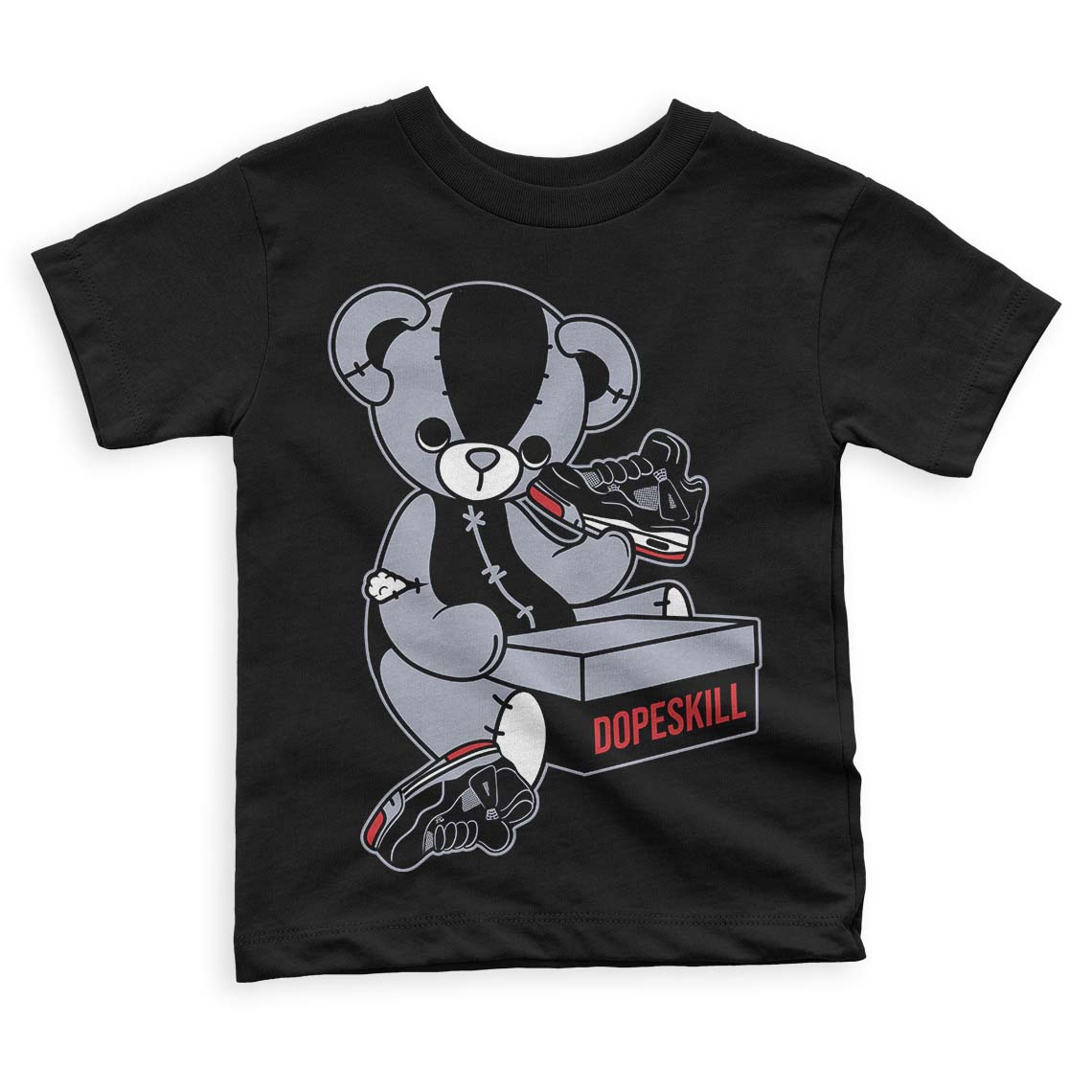Bred Reimagined 4s DopeSkill Toddler Kids T-shirt Sneakerhead BEAR Graphic
