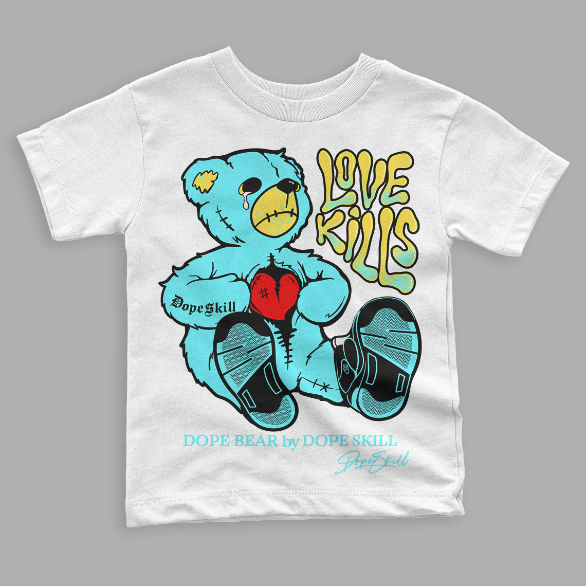 Aqua 5s DopeSkill Toddler Kids T-shirt Love Kills Graphic