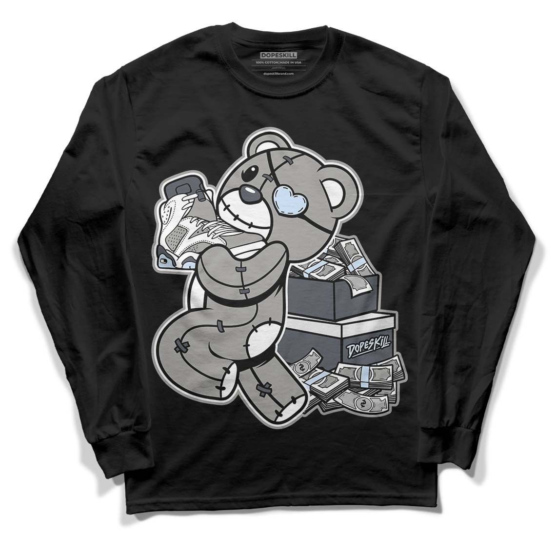 Cool Grey 6s DopeSkill Long Sleeve T-Shirt Bear Steals Sneaker Graphic