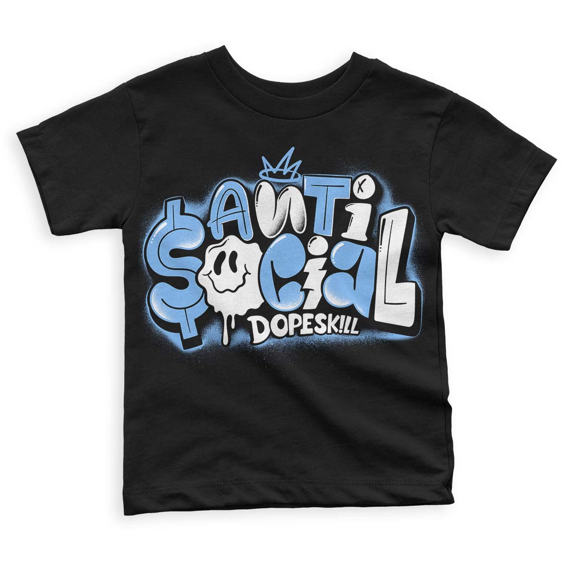 Powder Blue 9s DopeSkill Toddler Kids T-shirt Anti Social Graphic