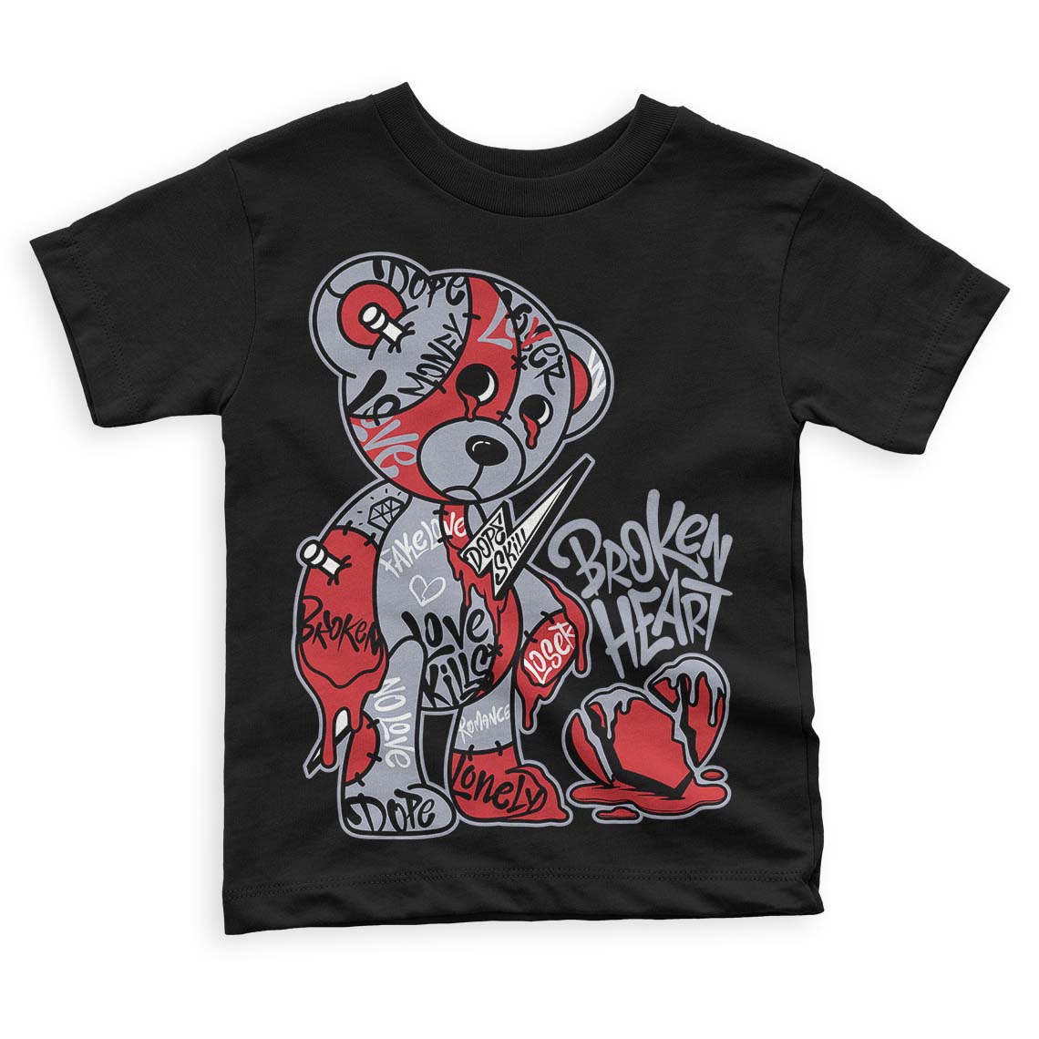 Bred Reimagined 4s DopeSkill Toddler Kids T-shirt Broken Heart Graphic
