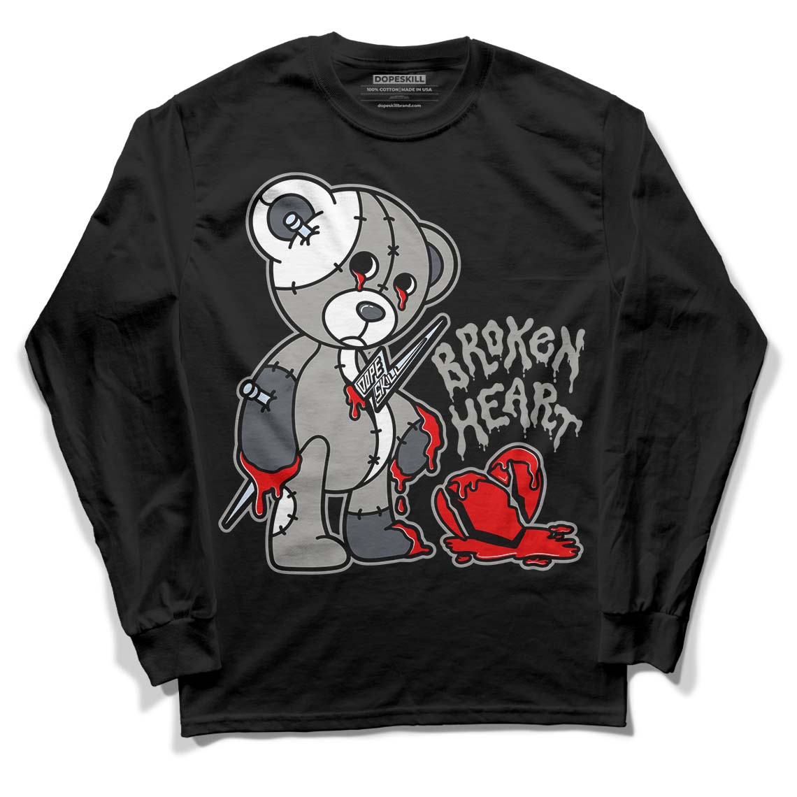 Cool Grey 6s DopeSkill Long Sleeve T-Shirt Broken Heart Graphic