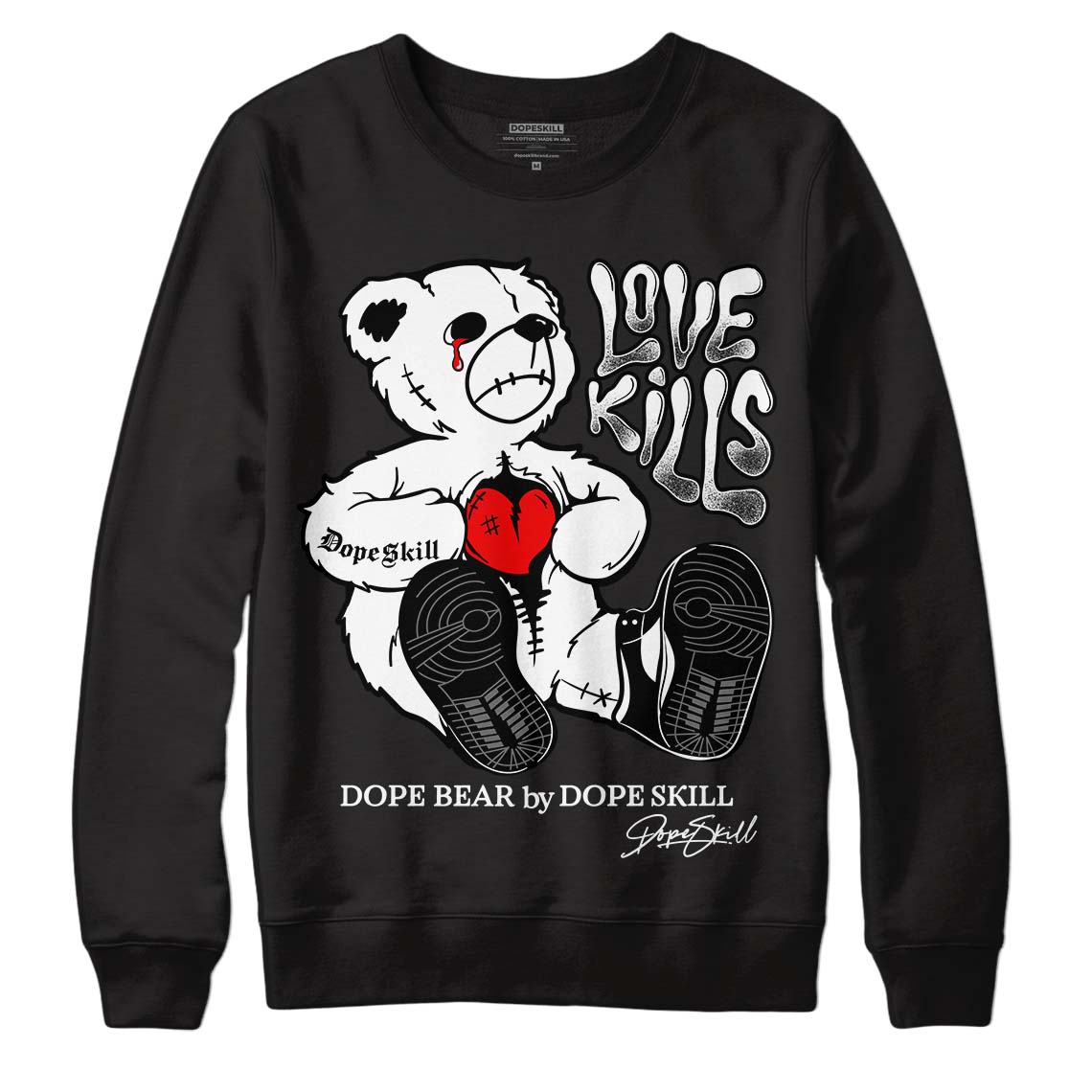 Dunk Low Panda White Black DopeSkill Sweatshirt Love Kills Graphic