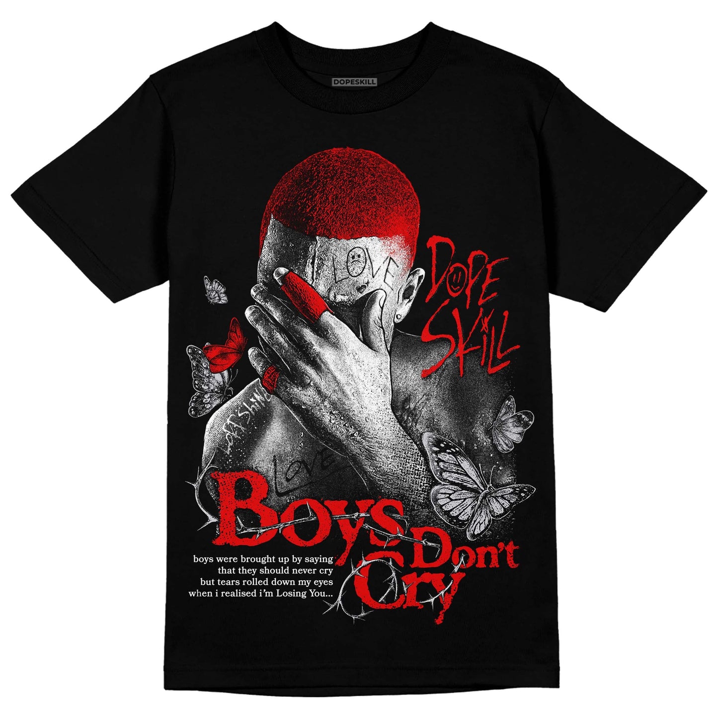 Red Cement 4S DopeSkill T-Shirt Boys Don't Cry Graphic