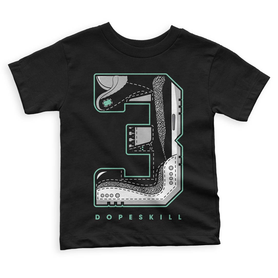 Green Glow 3s DopeSkill Toddler Kids T-shirt No.3 Graphic