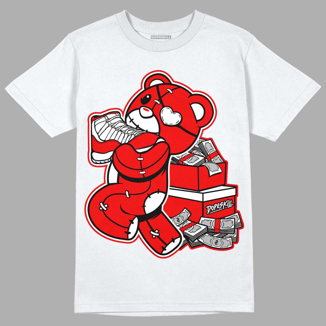 Cherry 11s DopeSkill T-Shirt Bear Steals Sneaker Graphic