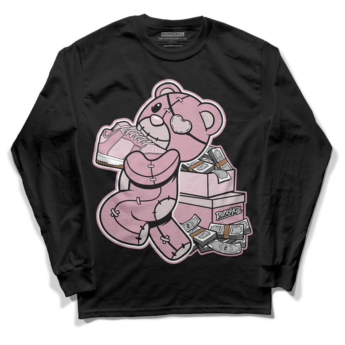 Dunk Low Teddy Bear Pink DopeSkill Long Sleeve T-Shirt Bear Steals Sneaker Graphic