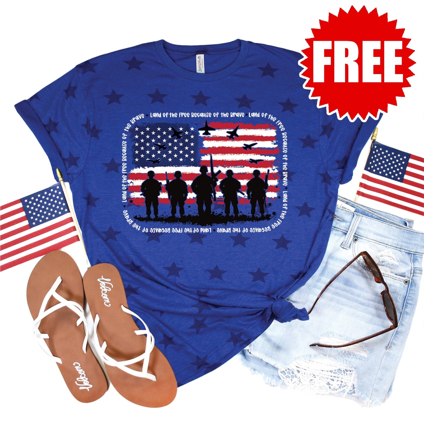 Veterans Tee - Blue Star Print - 0