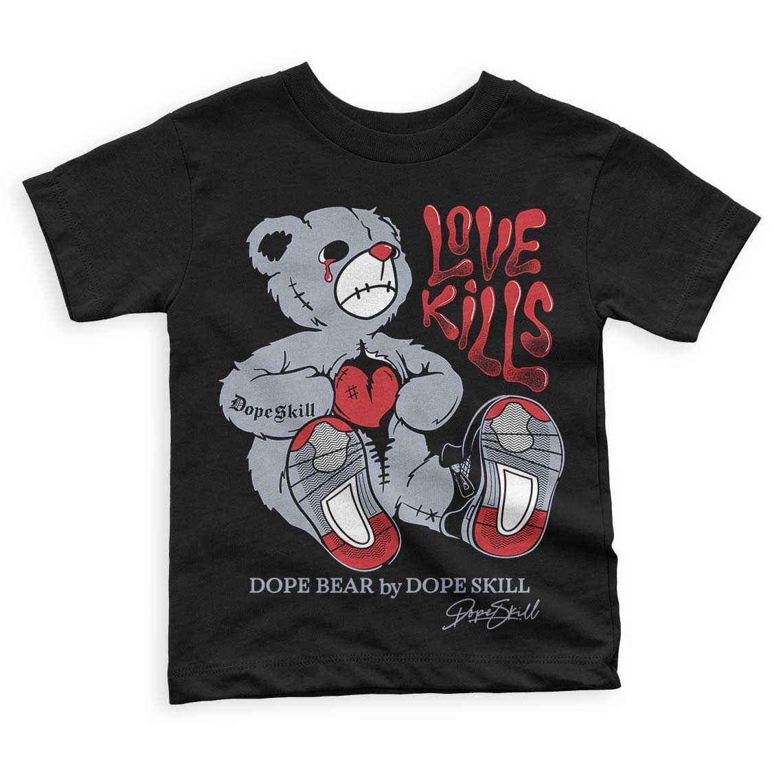 Bred Reimagined 4s DopeSkill Toddler Kids T-shirt Love Kills Graphic