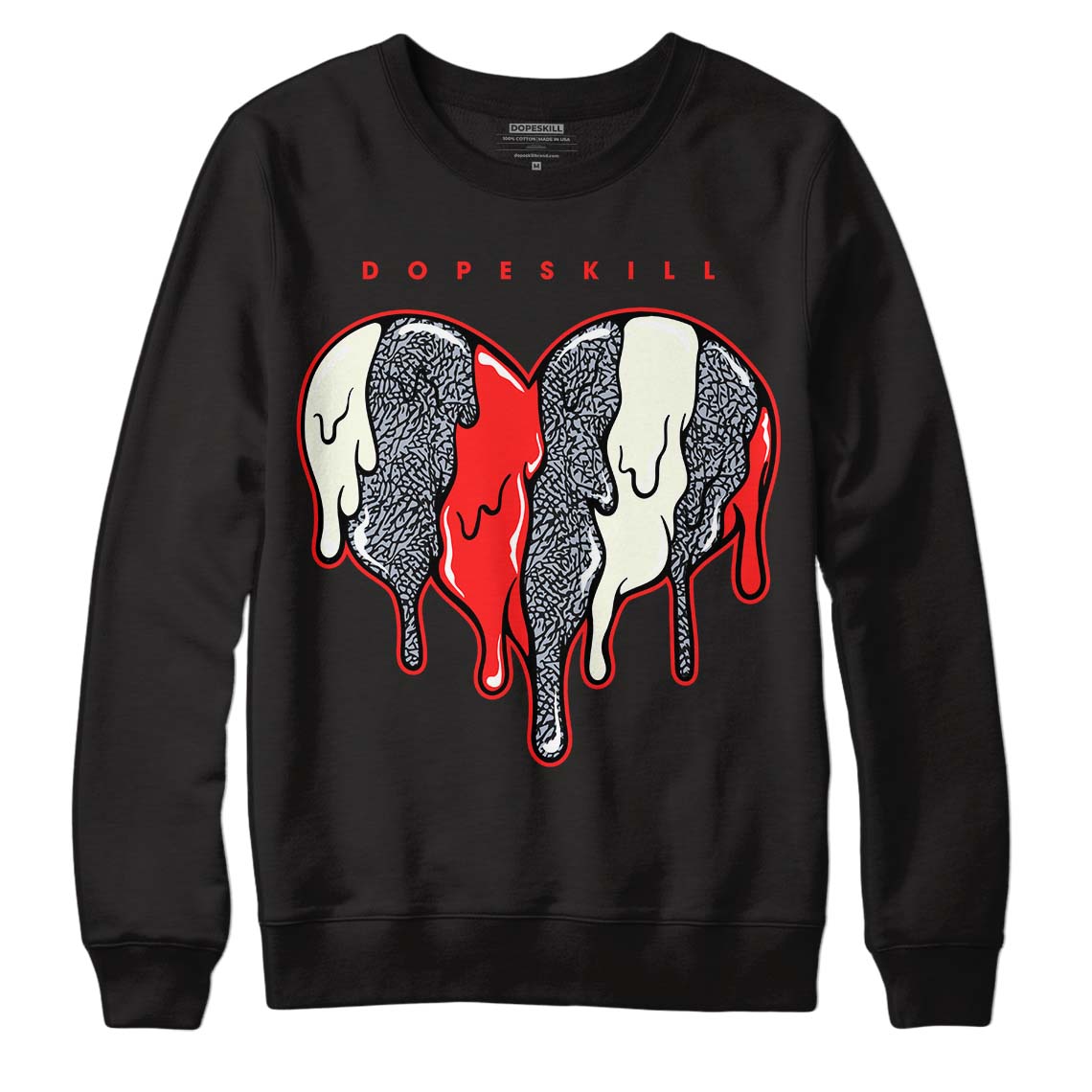 White Cement Reimagined 3s DopeSkill Sweatshirt Slime Drip Heart Graphic
