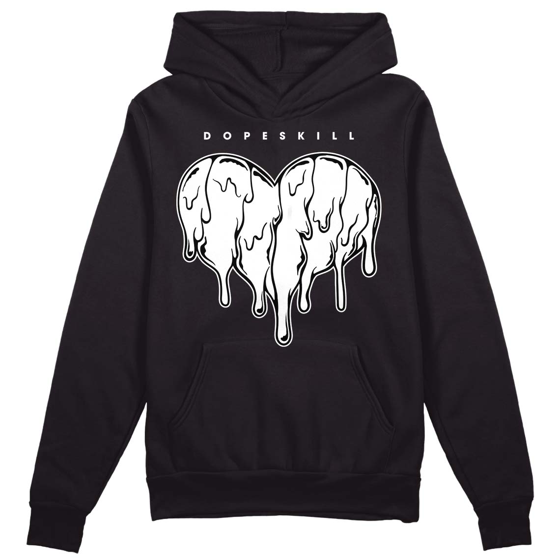 85 Black White 1s DopeSkill Hoodie Sweatshirt Slime Drip Heart Graphic