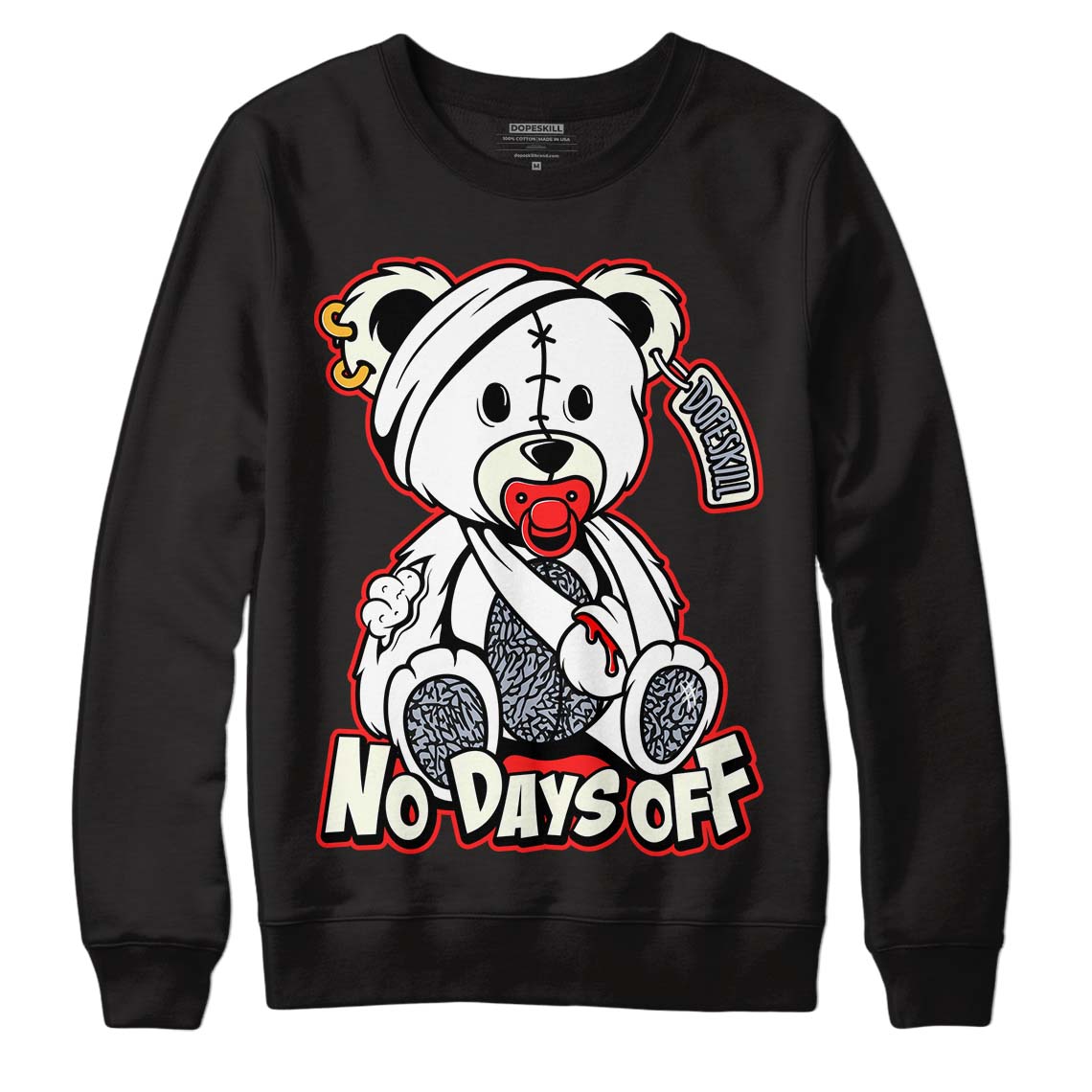 White Cement Reimagined 3s DopeSkill Sweatshirt Hurt Bear Graphic