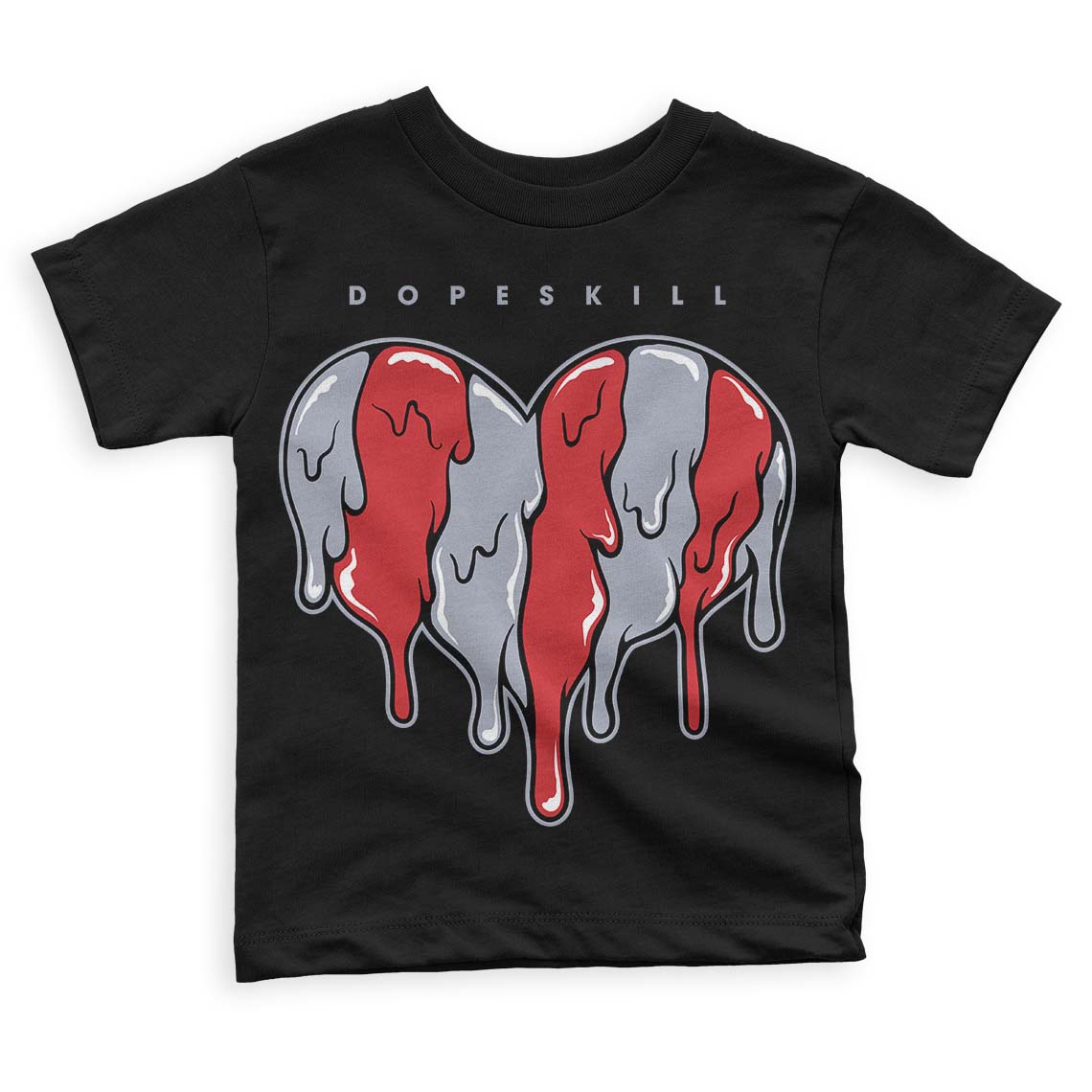 Bred Reimagined 4s DopeSkill Toddler Kids T-shirt Slime Drip Heart Graphic