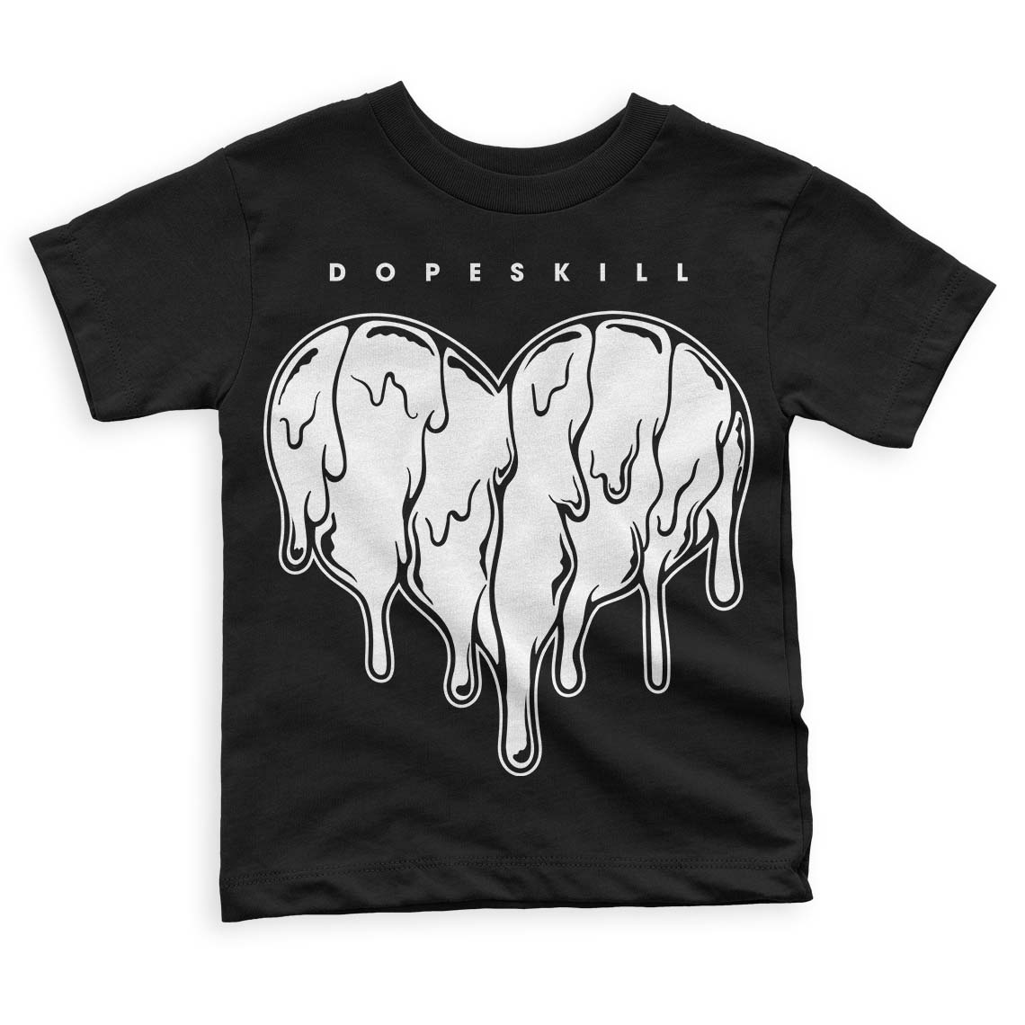 Panda White Black Dunk Low DopeSkill Toddler Kids T-shirt Slime Drip Heart Graphic