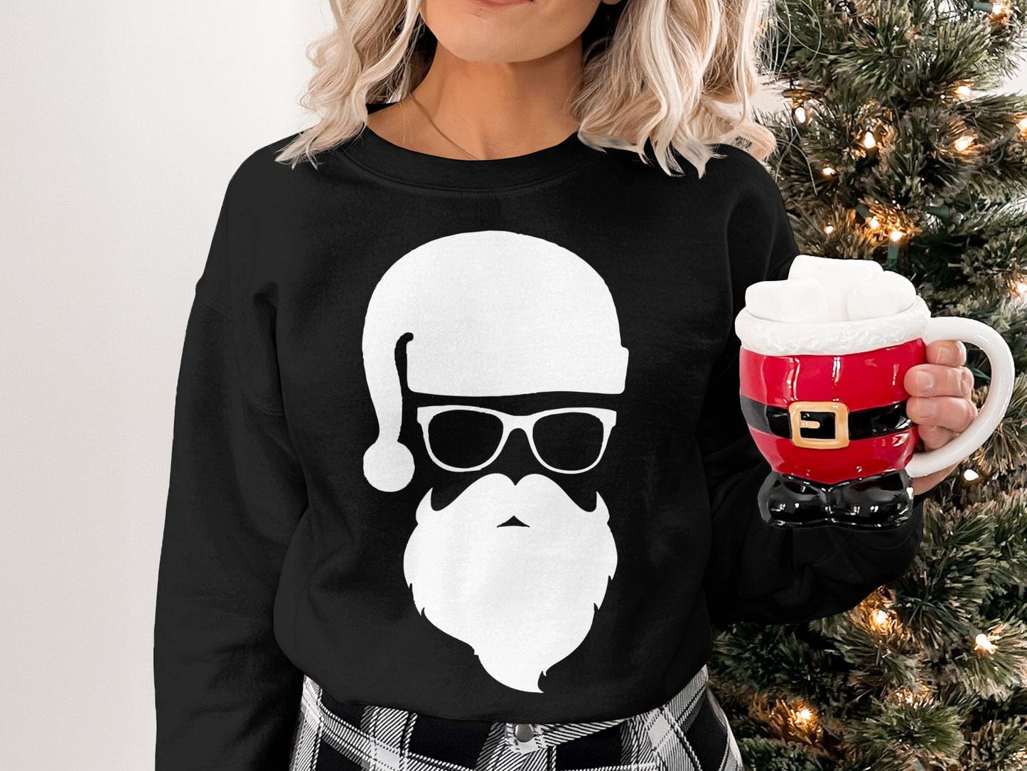 Cool Santa Claus Sweatshirt, Christmas Santa Beard