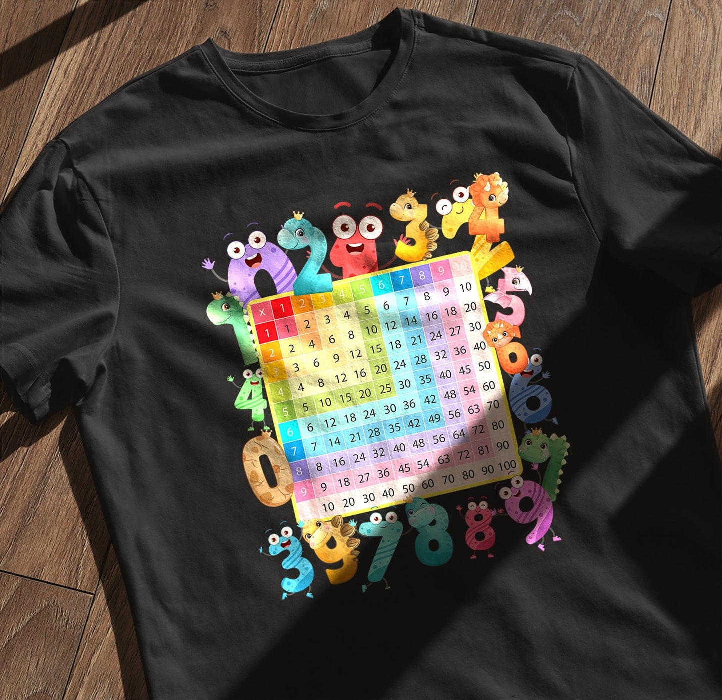 Dino Number Table Math Day Kids Tee