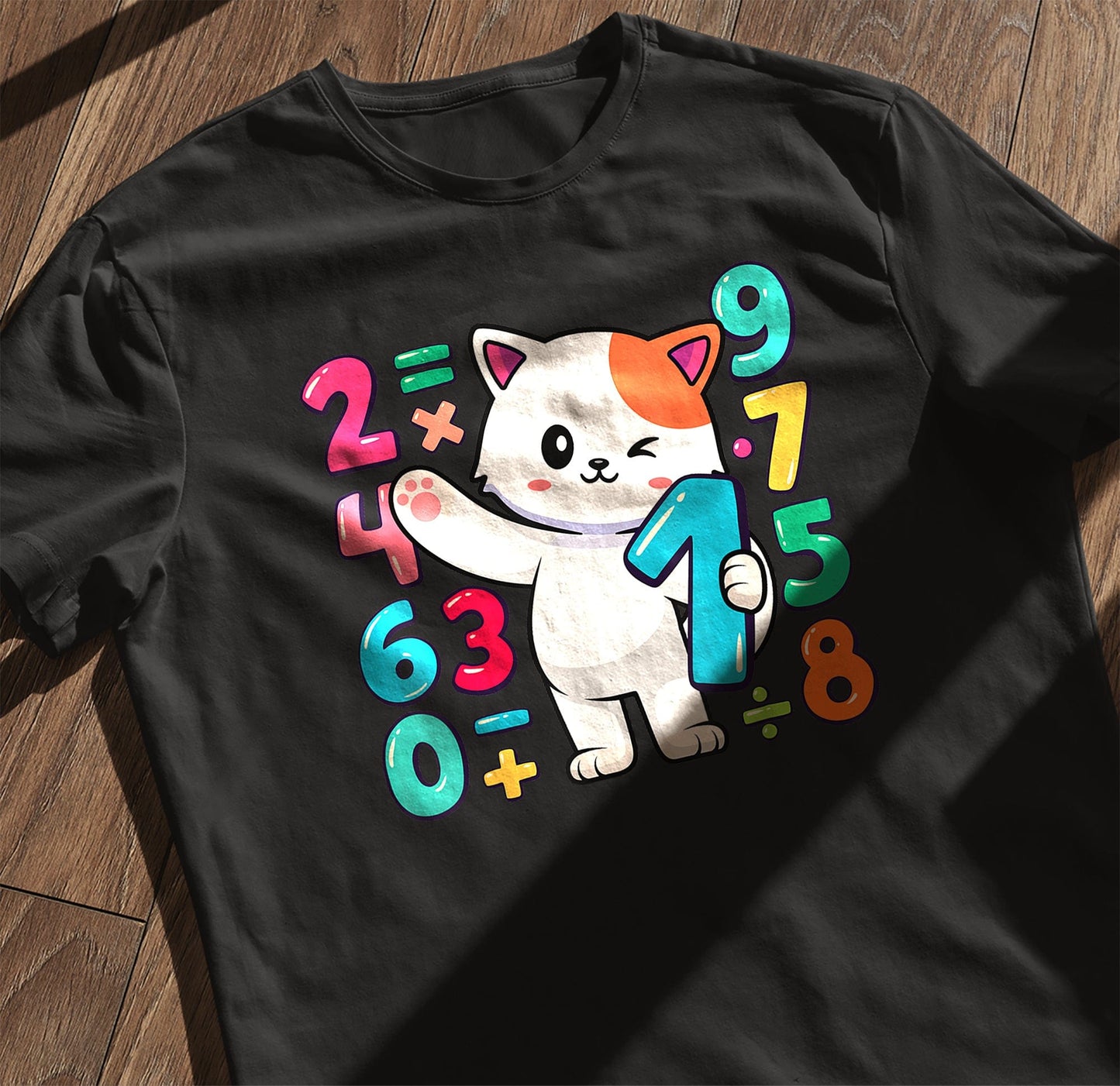 Cool Cat Numbers Math Day Kids Tee