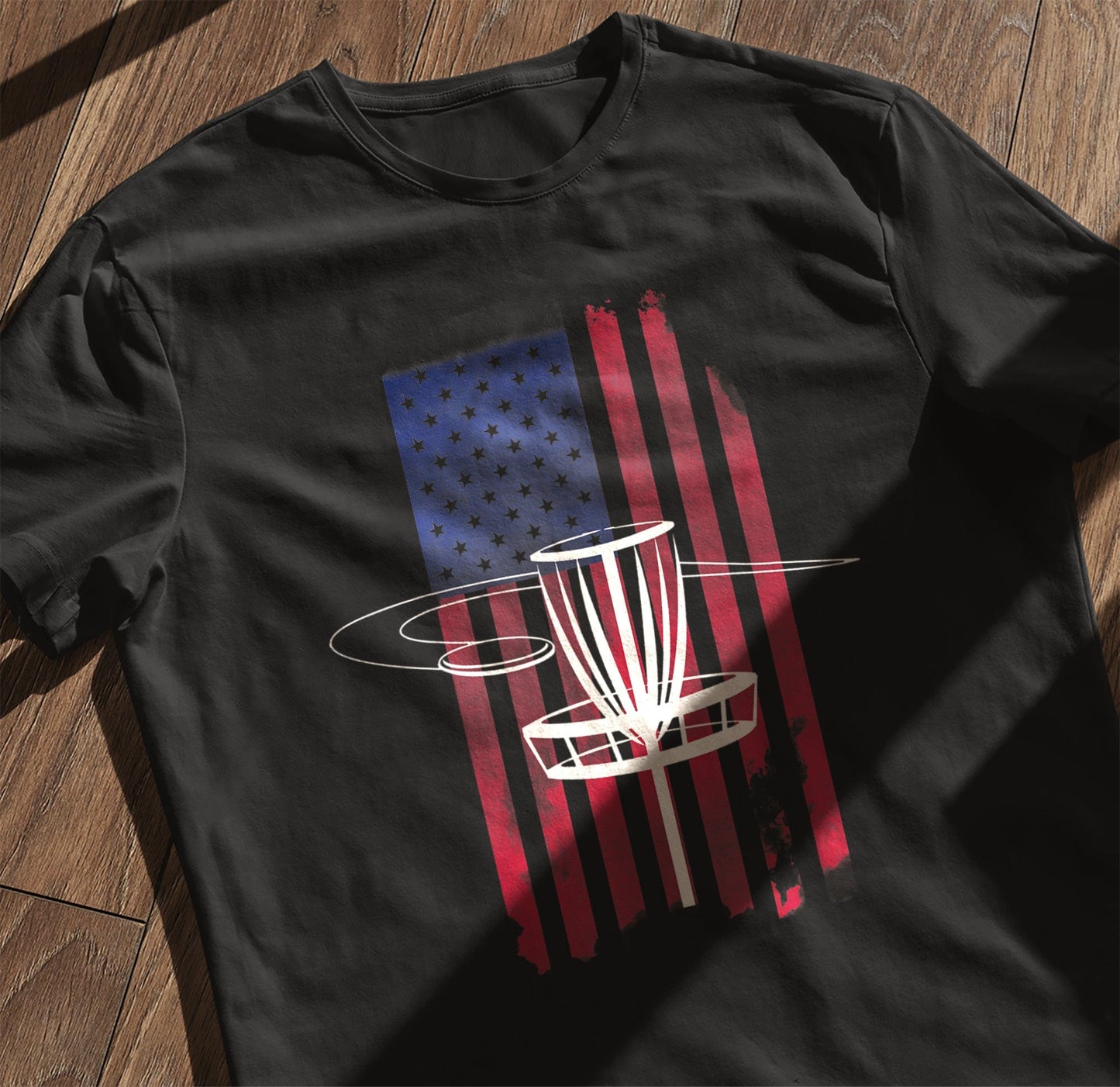 USA Flag Disc Golf T-Shirt Swing