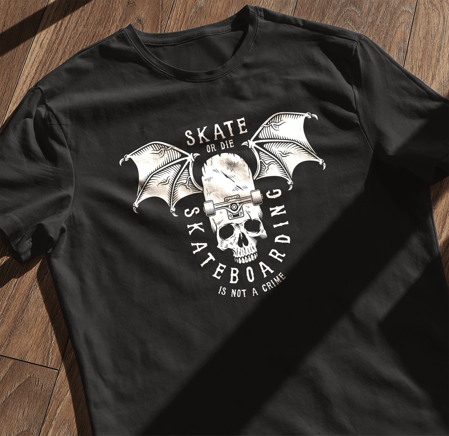 Skate or Die Skull Wings T-shirt -