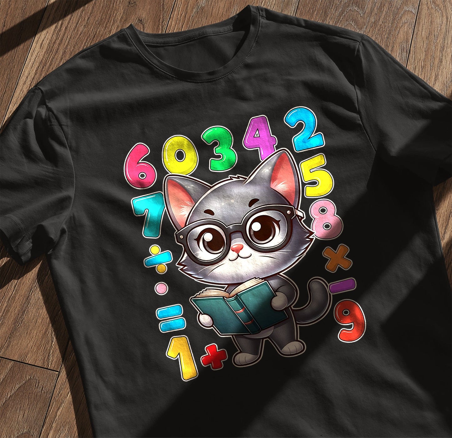 School Cat Numbers Day Kids Tee