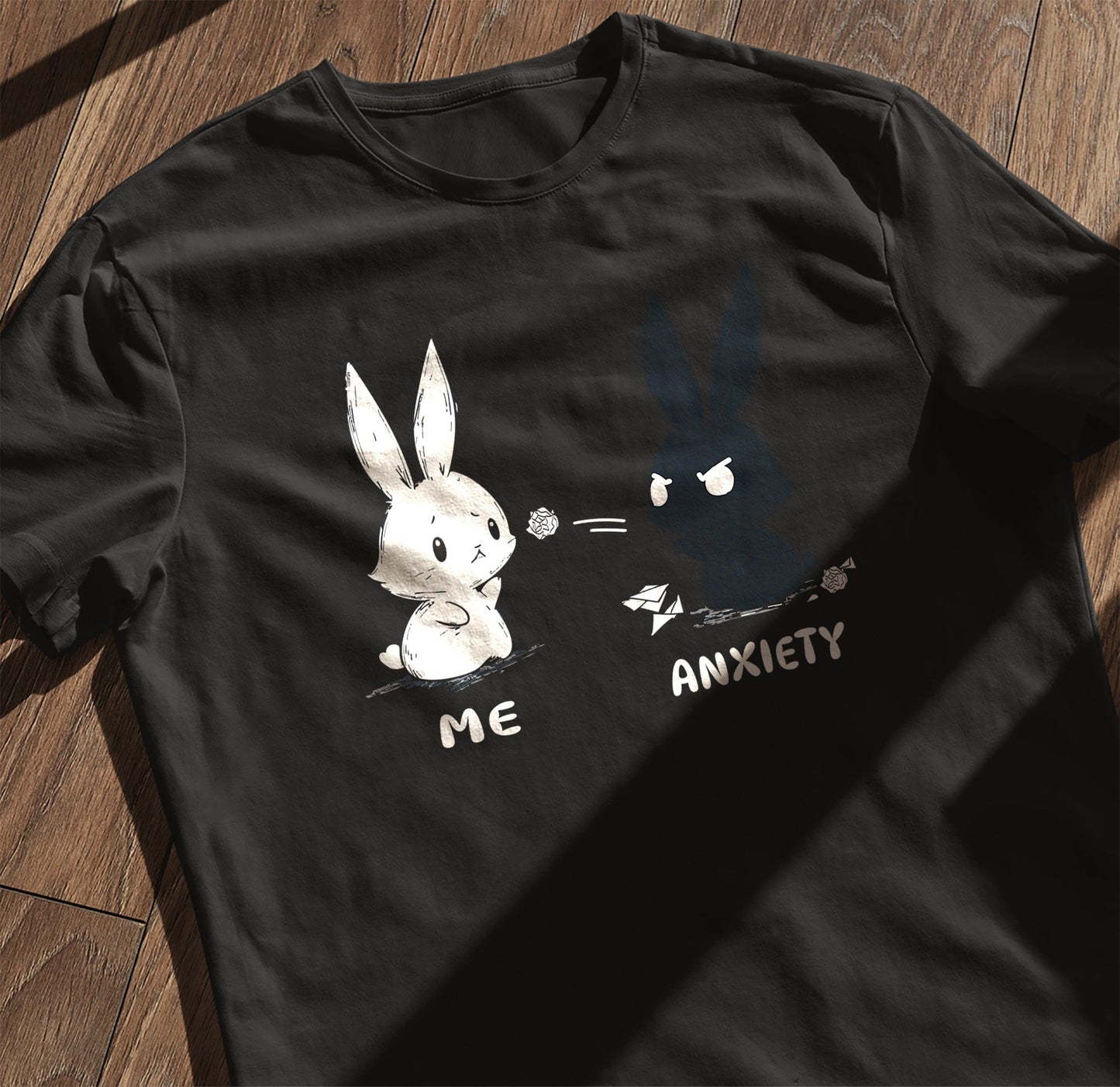 Me Anxiety Bunny T-shirt - Hilariously