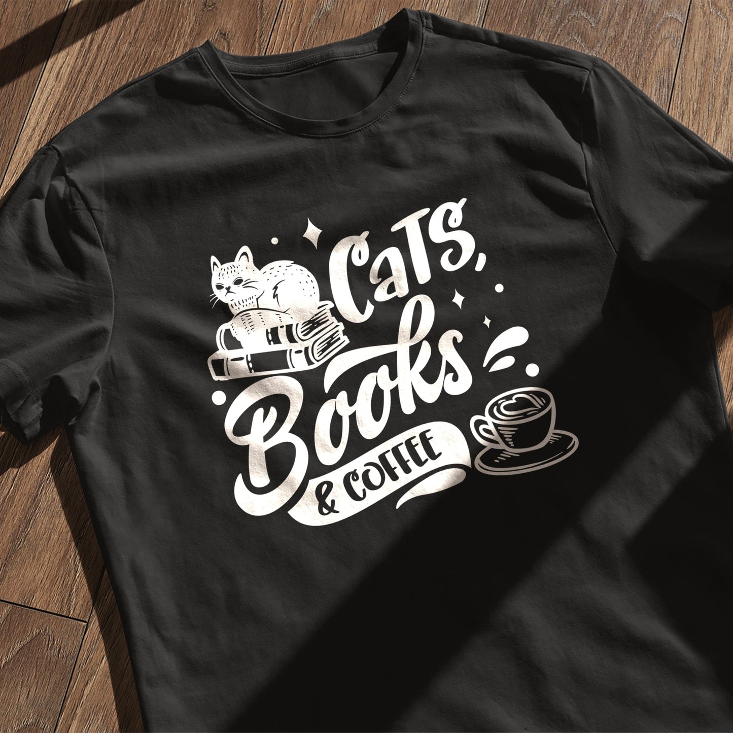 Cats, Books, and Coffee T-shirt
