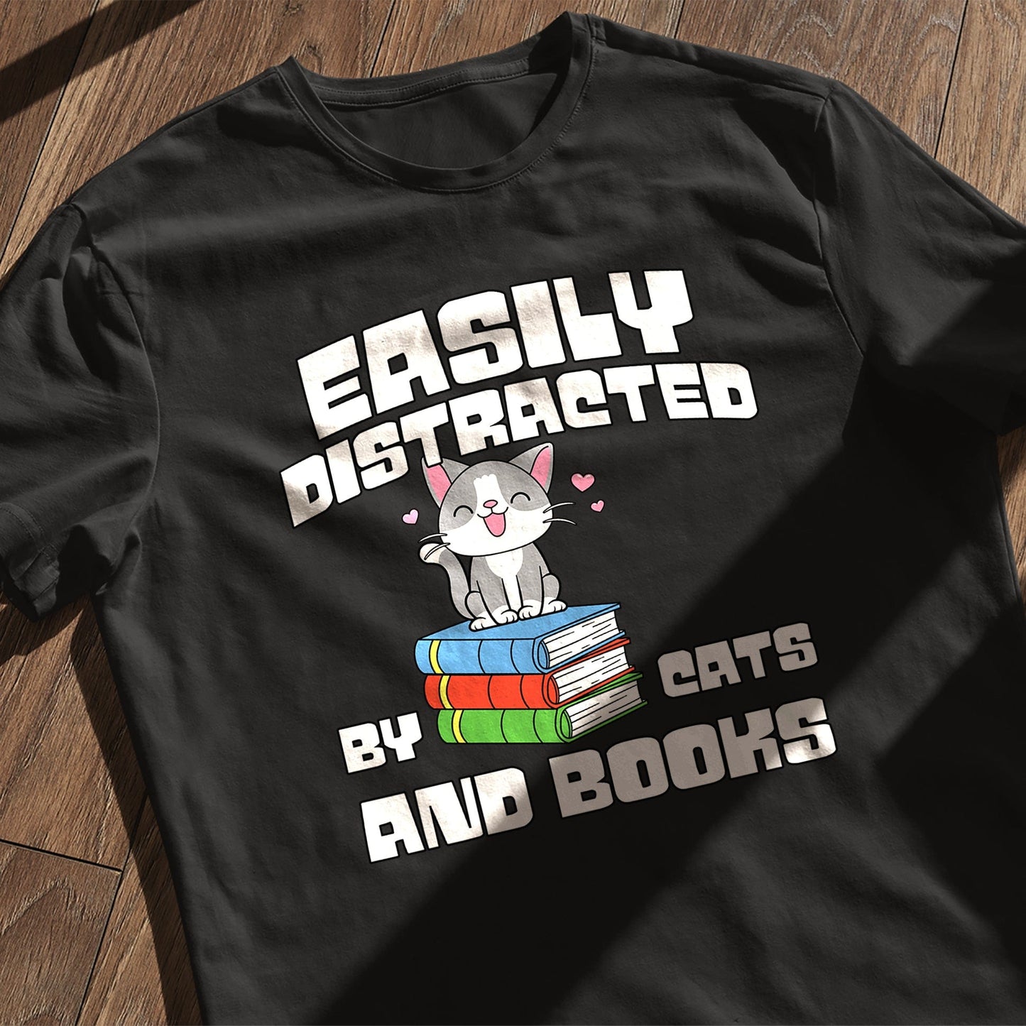Distracted by Cats & Reading T-shirt