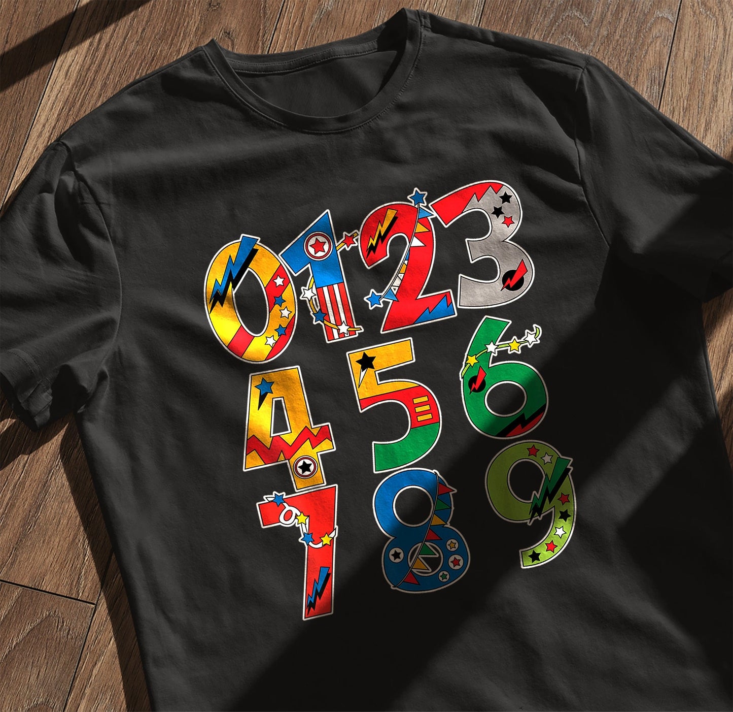 Superhero Numbers Day Math Kids Tee