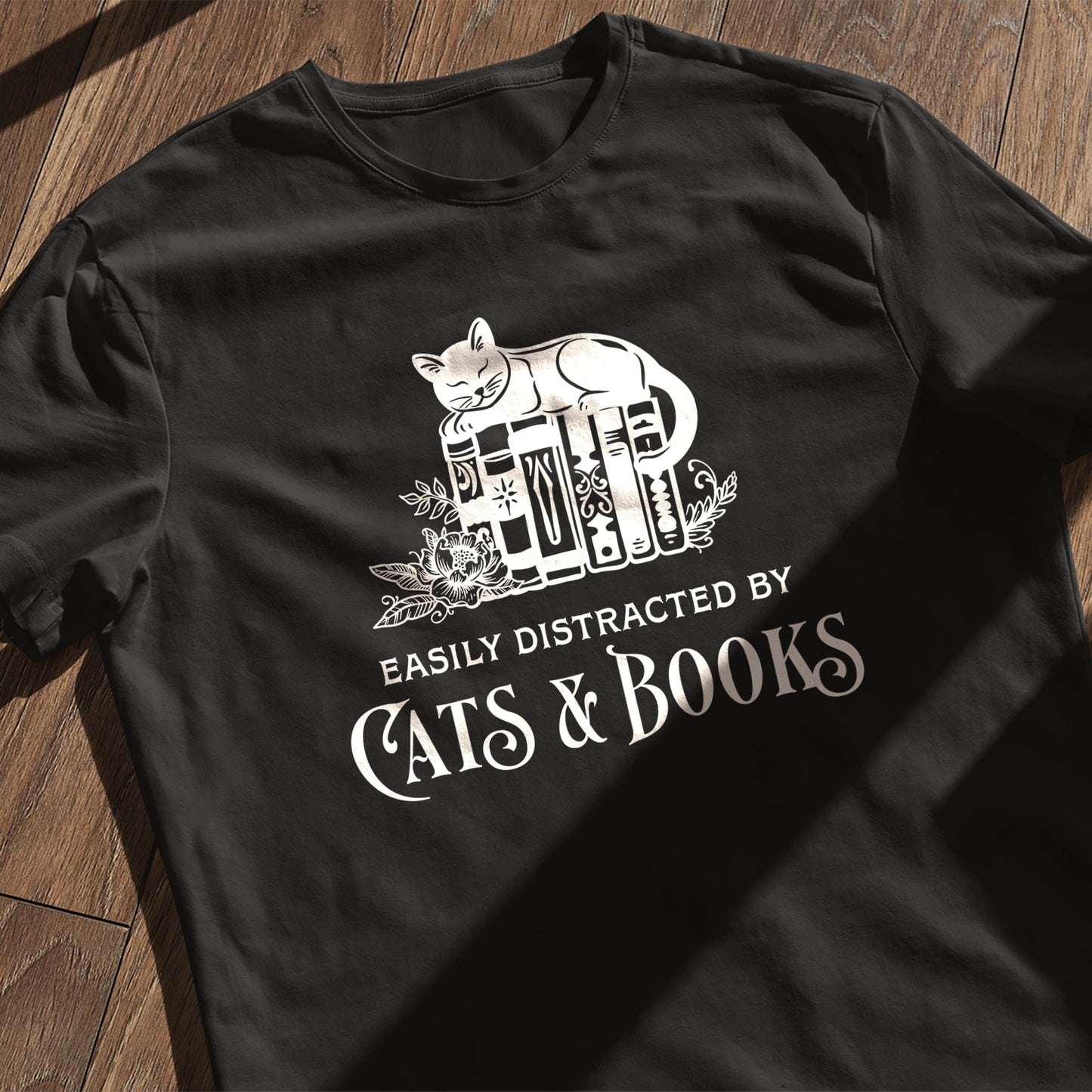Easily Distracted by Cats & Books T-Shirt