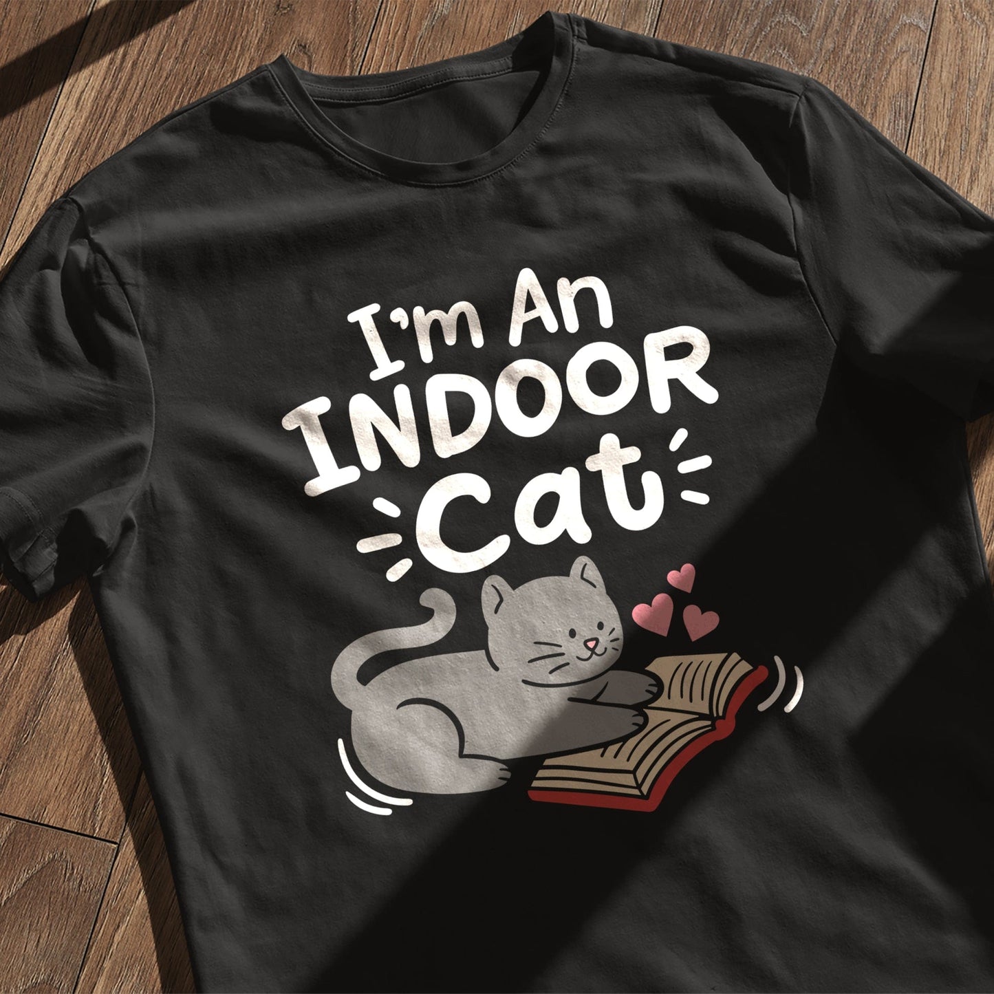 Indoor Cat Reading  Kids Tee