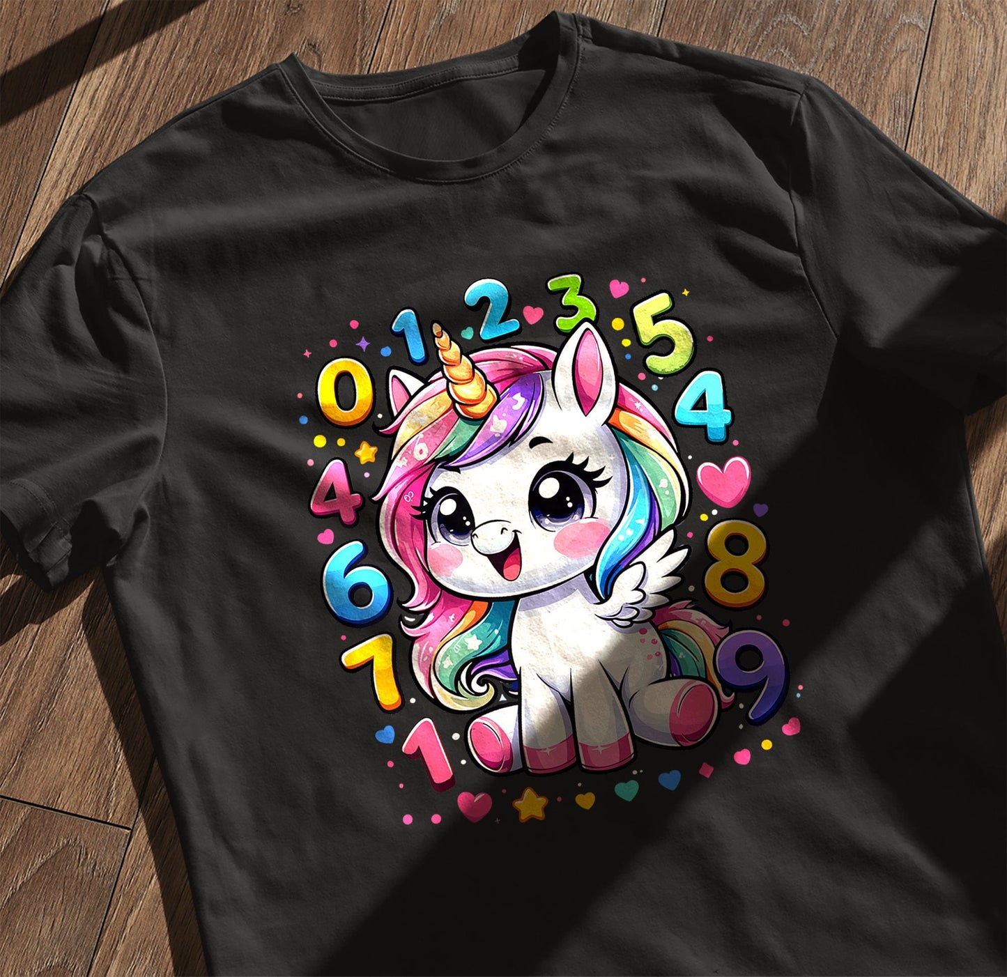 Cute Unicorn Numbers Math Day Kids Tee