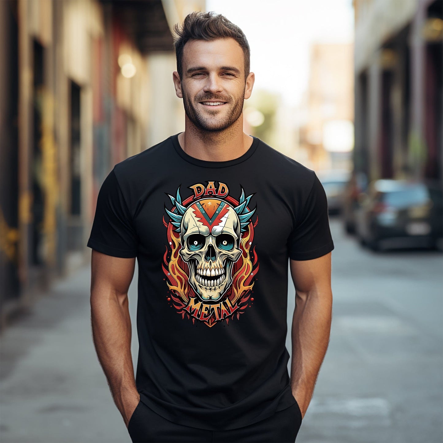 Dad Metal Skull TShirt Rock Out