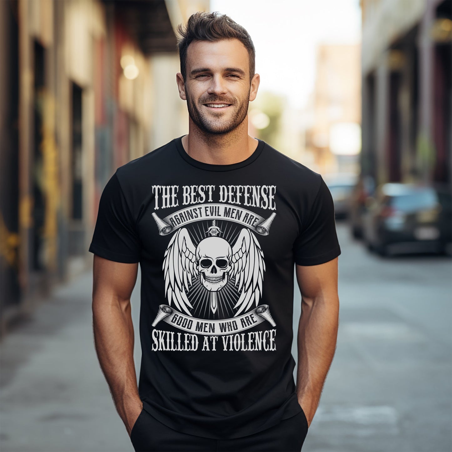 Skull with Wings Defense Tee