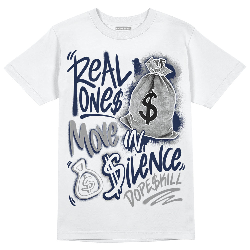 AJ Spizike White Obsidian DopeSkill T-Shirt Real Ones Move In Silence Graphic