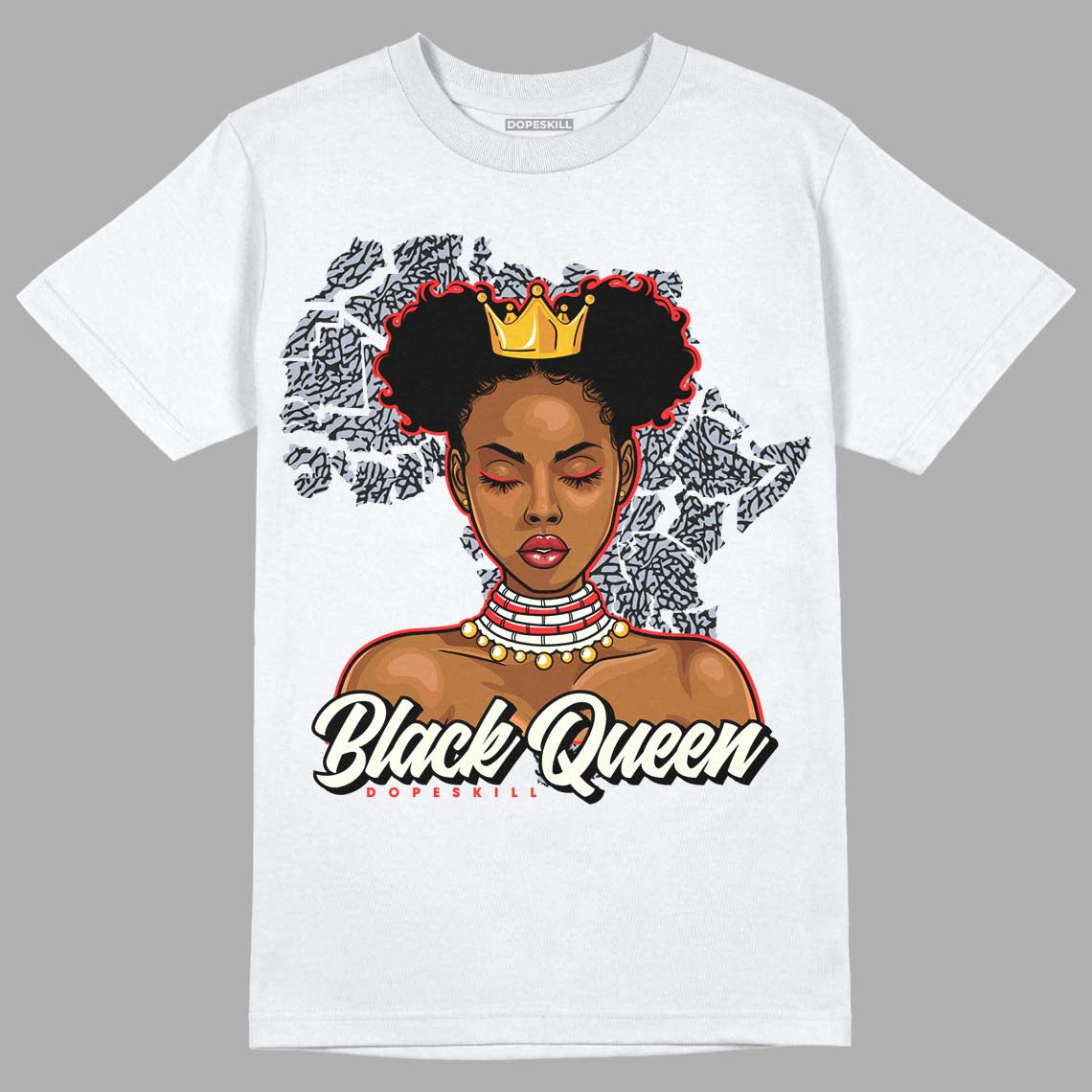 White Cement Reimagined 3s DopeSkill T-Shirt Black Queen Graphic