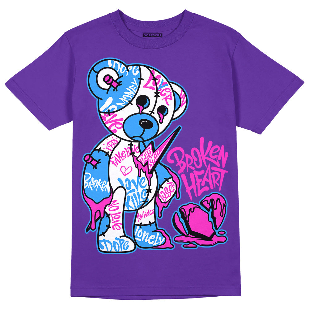 Dunk Purple Championship Court White DopeSkill Purple T-shirt Broken Heart Graphic