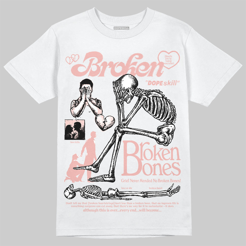 Leather Curb Glitter Pale Pink DopeSkill T-Shirt Broken Bones Graphic