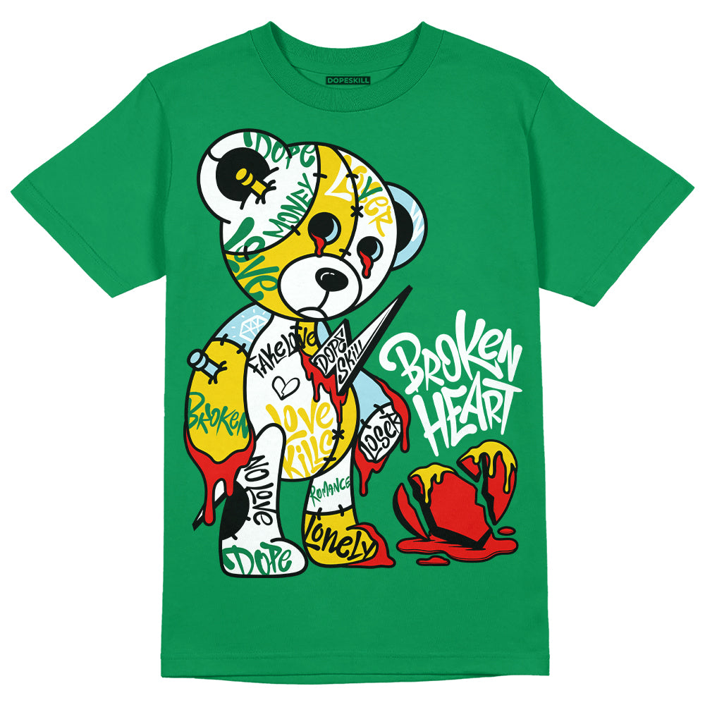 Lucky Green 5s DopeSkill Green T-shirt Broken Heart Graphic