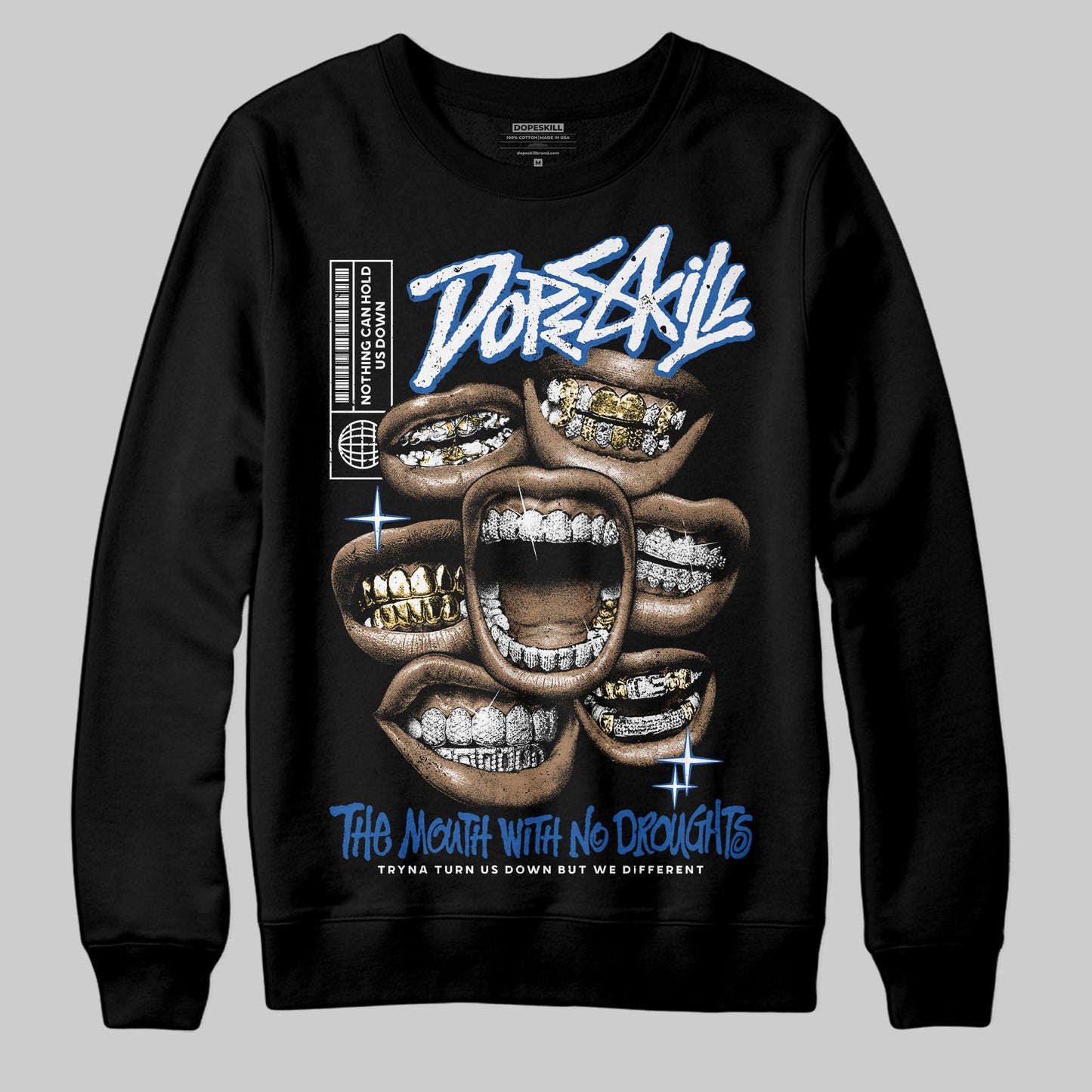 Blueberry 12s DopeSkill Sweatshirt The Mouth With No Droughts Graphic